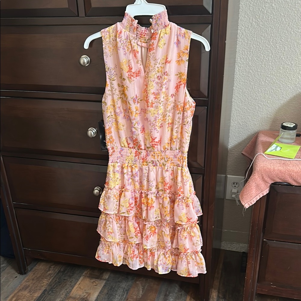Floral Pink Sleeveless Dress